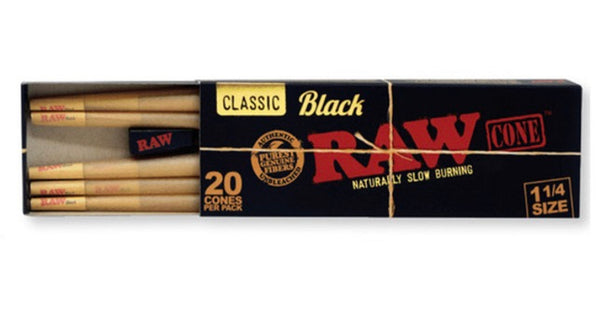 RAW Black Classic 1¼ 20 Cones Per Pack