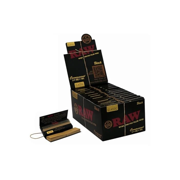 RAW Black Classic 1¼ + Tips Connoisseur Rolling Paper