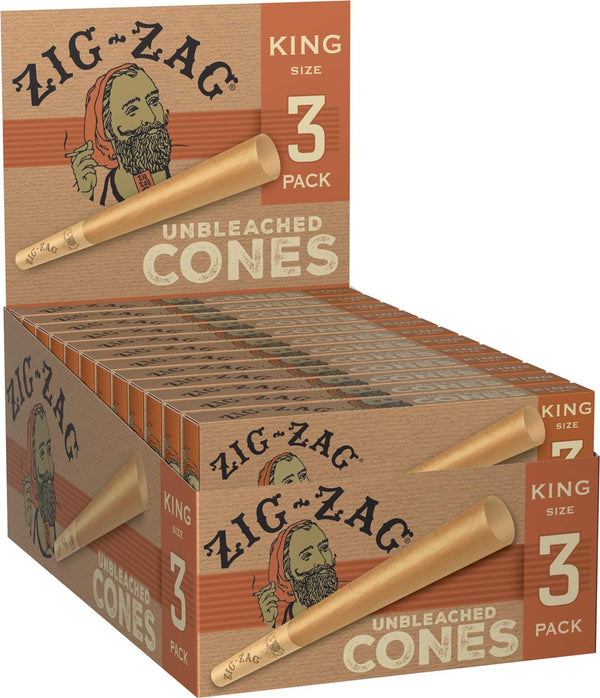 Zig-Zag Kingsize Rolling Unbleached Cones - 3 Pack