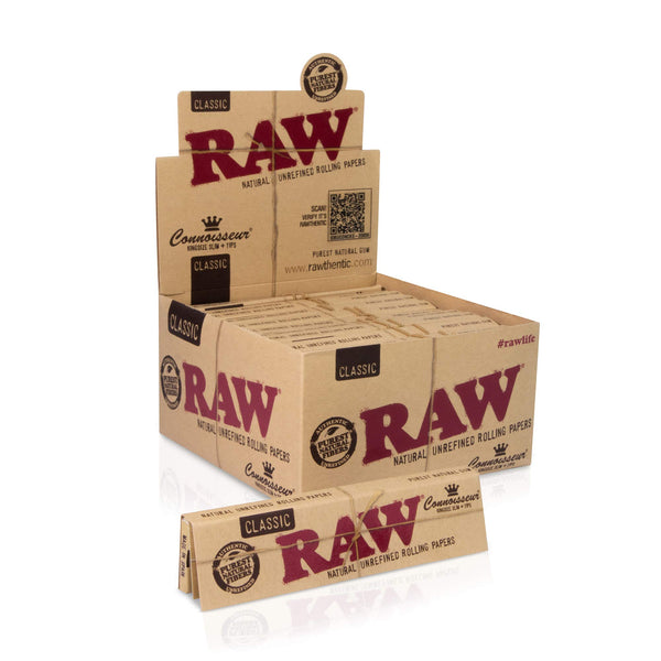RAW Classic Kingsize Slim + Tips Connoisseur Rolling Paper