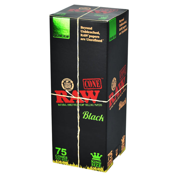 RAW Black Organic Cones 75 Per Box