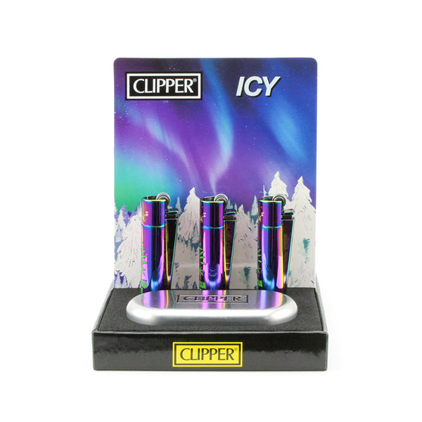 Clipper Icy Metal Lighters - 12 Units
