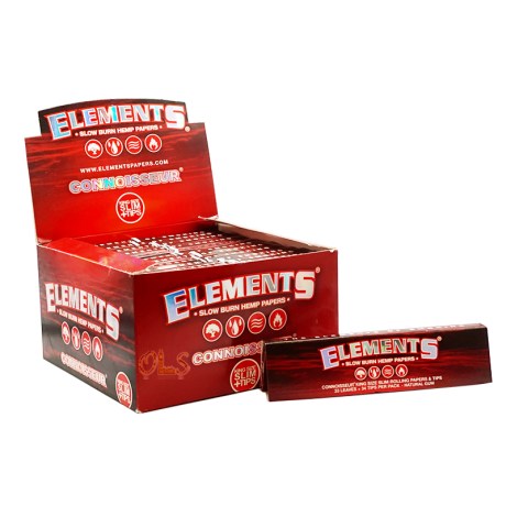 Elements Red Connoisseur Kingsize Slim+Tips Rolling Paper