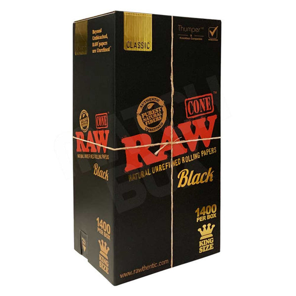 RAW Black Classic Kingsize 1400 Per Box Cones
