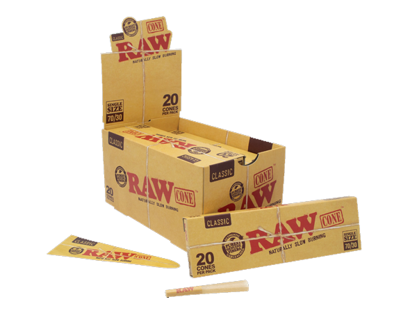 RAW Classic Single Size 70/30 Cones (20 Cones Per Pack)