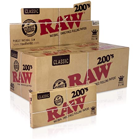RAW Classic Kingsize Slim 200's (40 Per Box) Rolling Paper