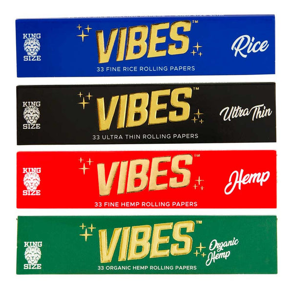 Vibes Kingsize Rolling Paper (24 Booklets/33 Papers + Tips)