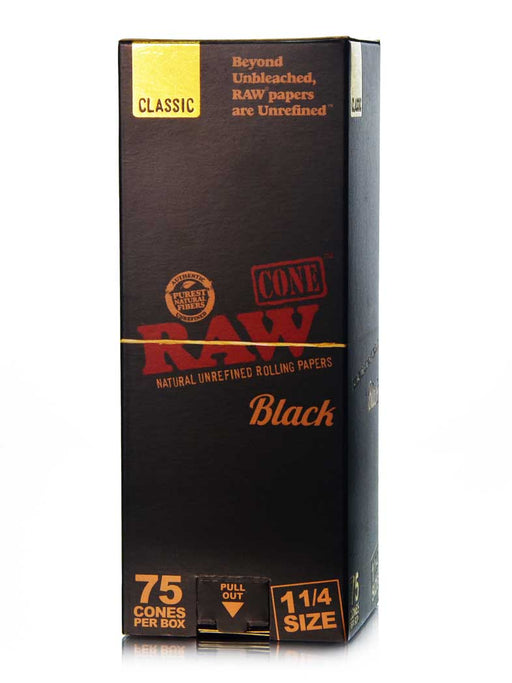 RAW Black Classic Cones 75 Per Box