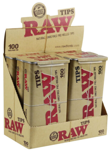 RAW Pre-Rolled Tips (100 Tips Per Tin)